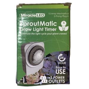 MiracleLED SproutMatic Grow Light Timer 15 Amp 2 Power Outlet, Model LTU06-JX